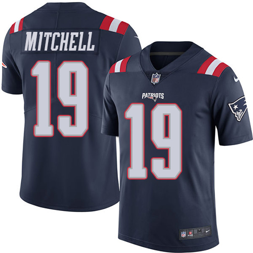 Nike Patriots #19 Malcolm Mitchell Navy Blue Men's Stitched NFL Limited Rush Jersey